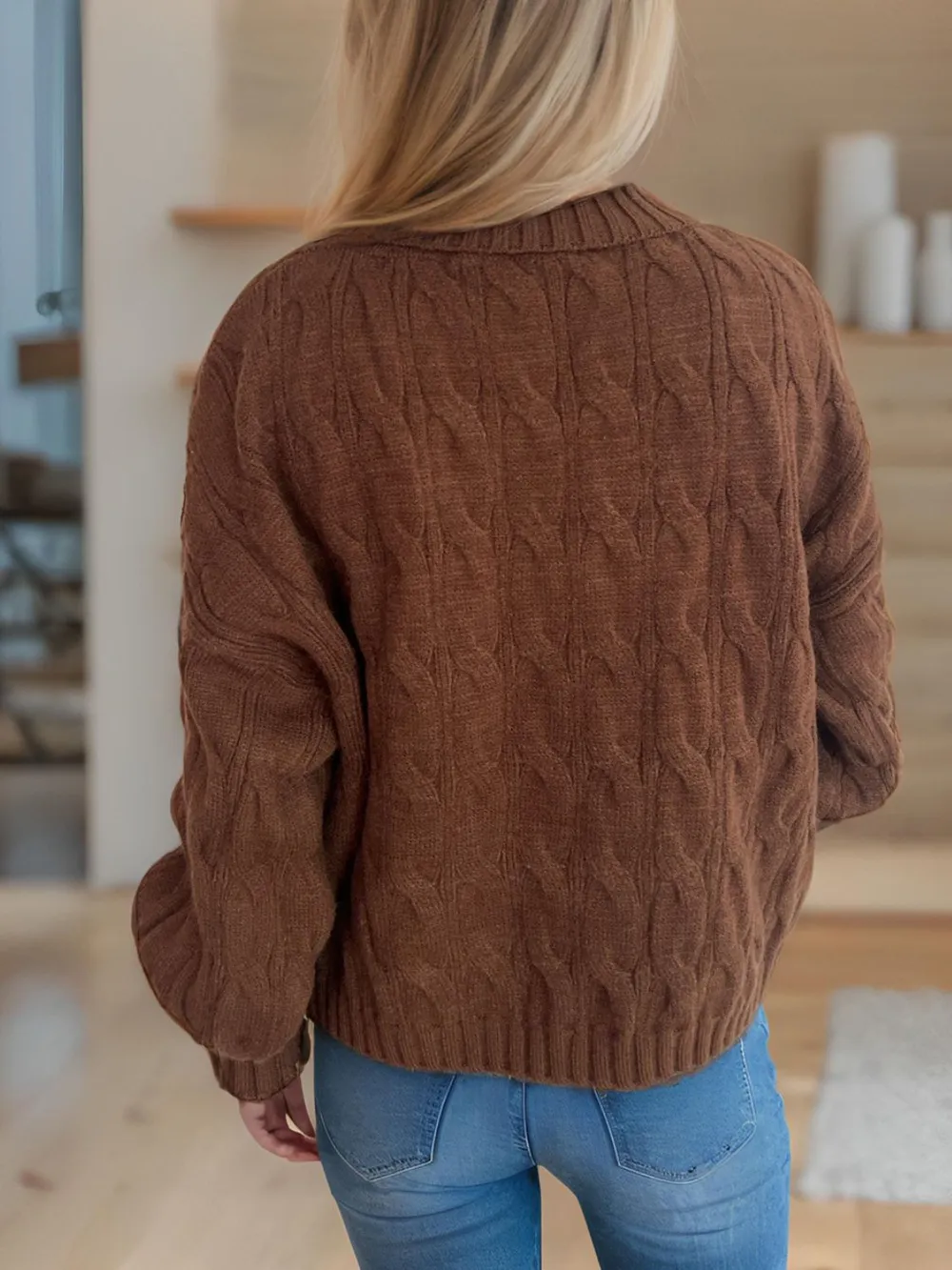 Cable-Knit Turtleneck Long Sleeve Sweater, image 24