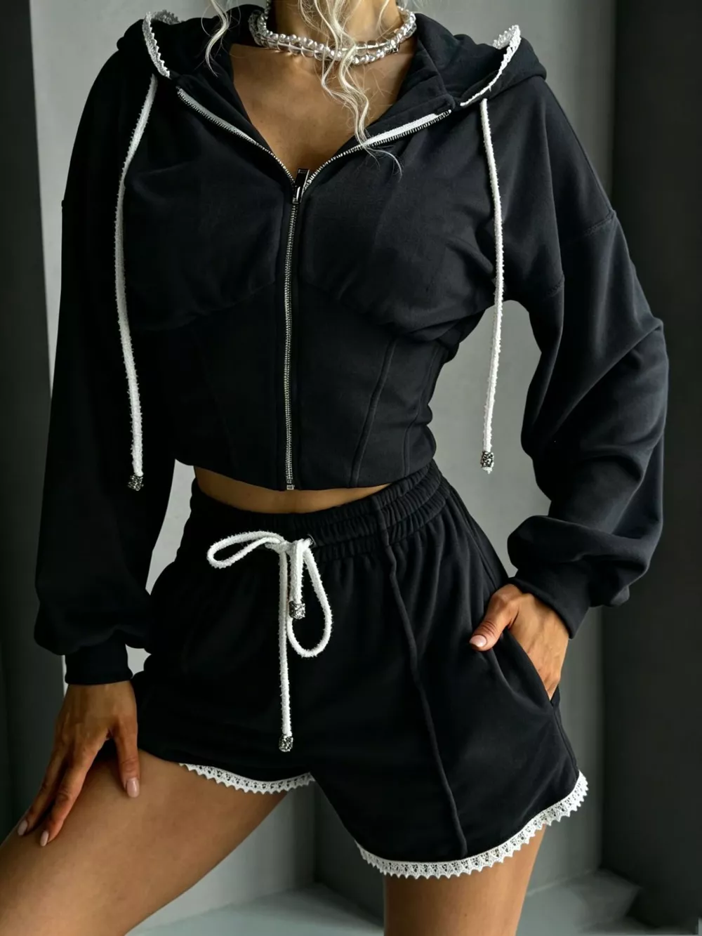 Zip Up Hooded Outerwear and Shorts Set, image 12
