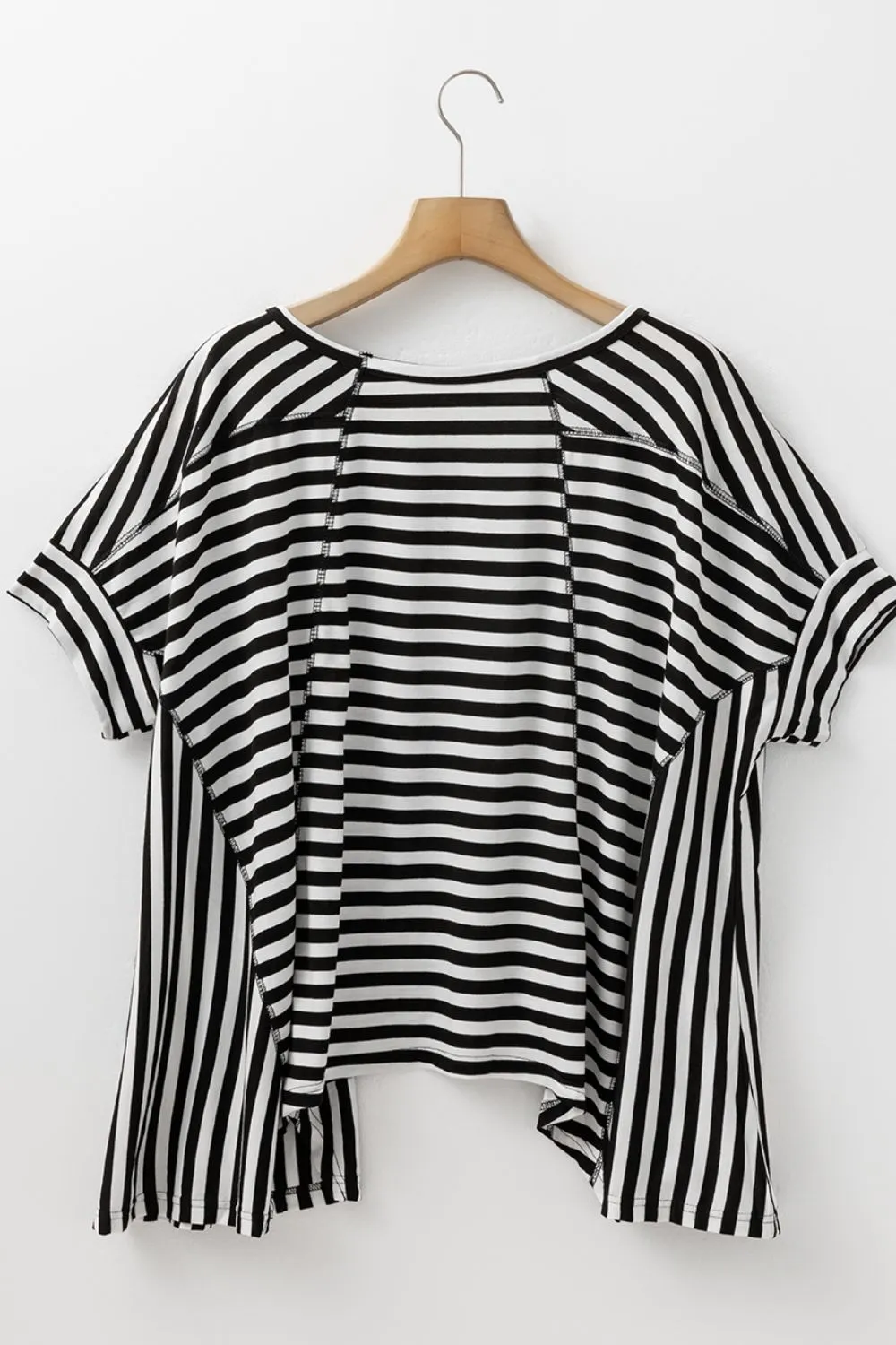 Stripe Batwing Sleeve Round Neck Oversized Top, image 14