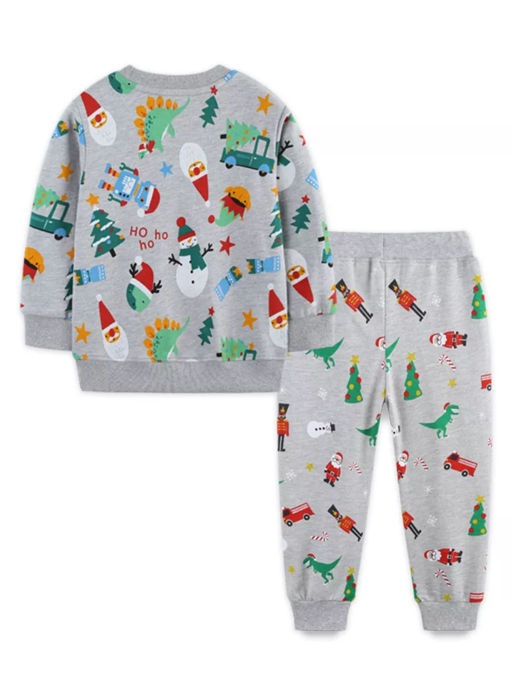 Children's Christmas Print Round Neck Top and Pants Set, image 2