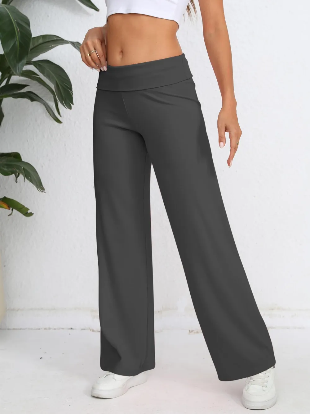 Elastic Waist Wide Leg Pants, image 4