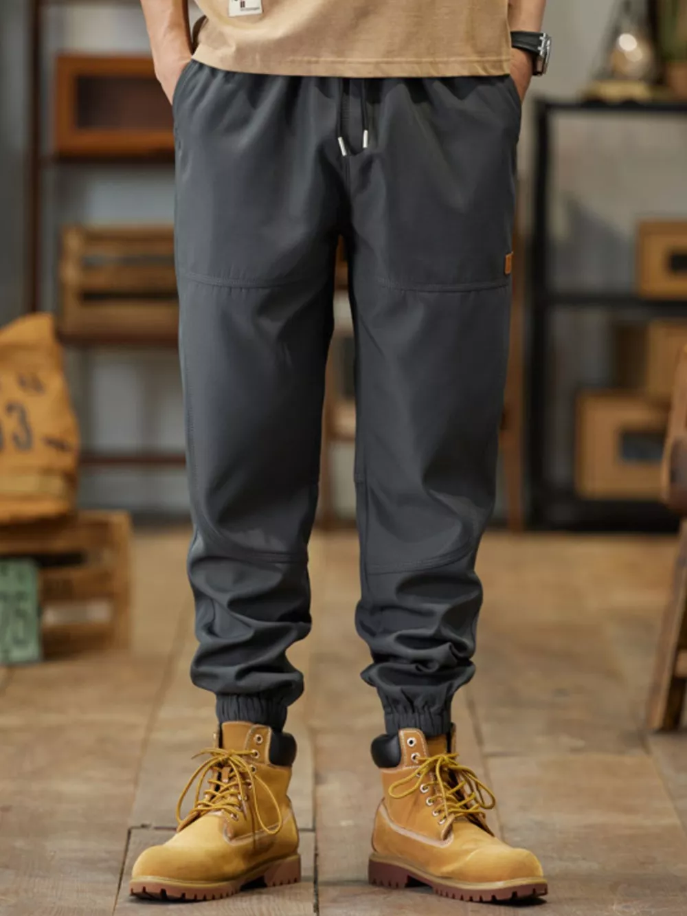 Men's Plus Size Elastic Waist Joggers, image 4
