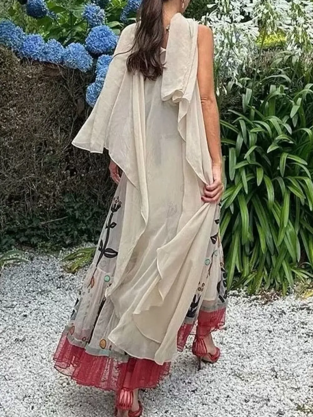 Ruffled Hem Square Neck Maxi Dress, image 3