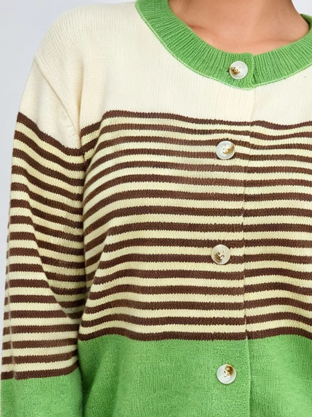 Color Block Striped Button Up Cardigan, image 8