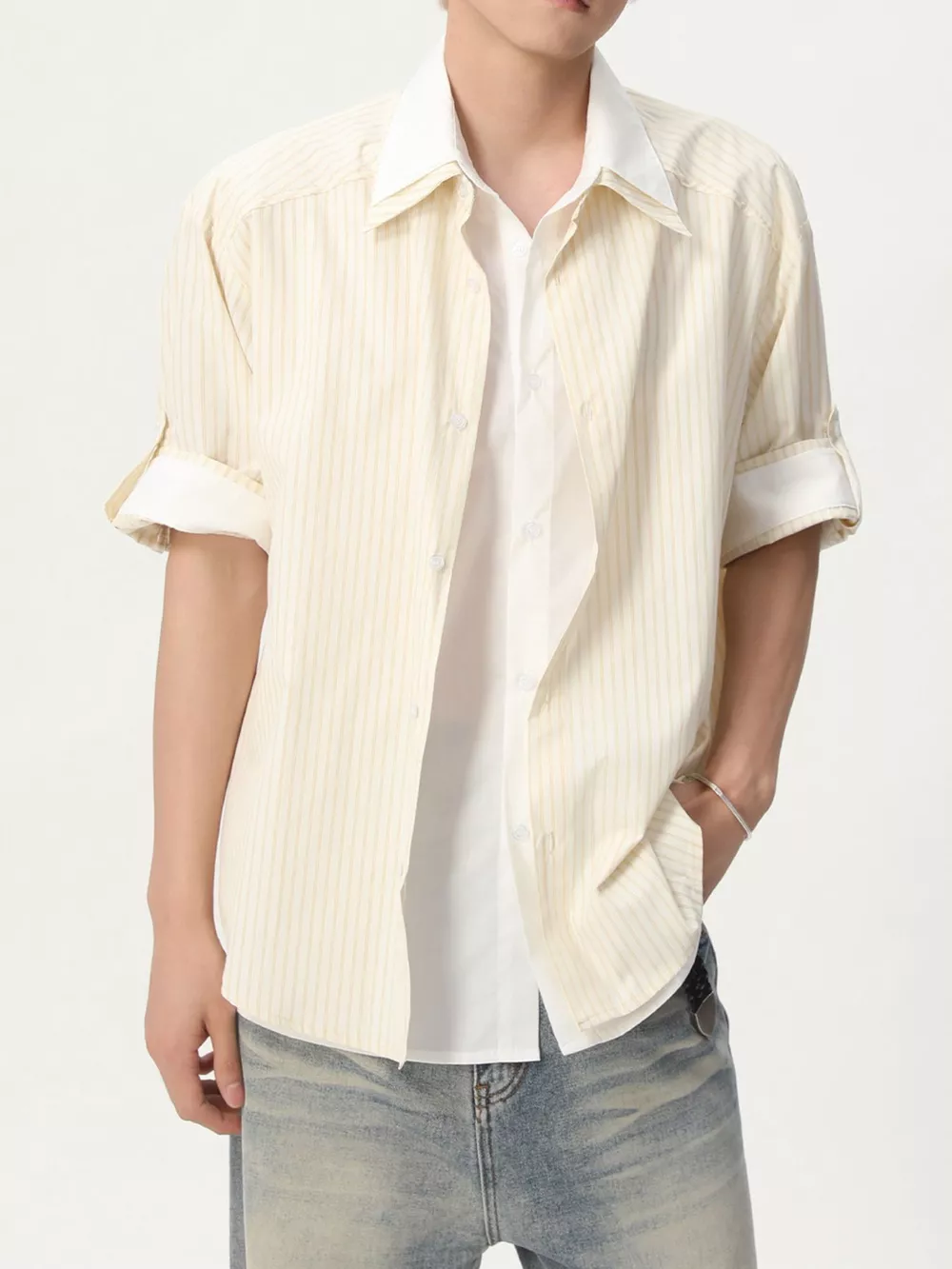 Men's Striped Button Up Shirt, image 8