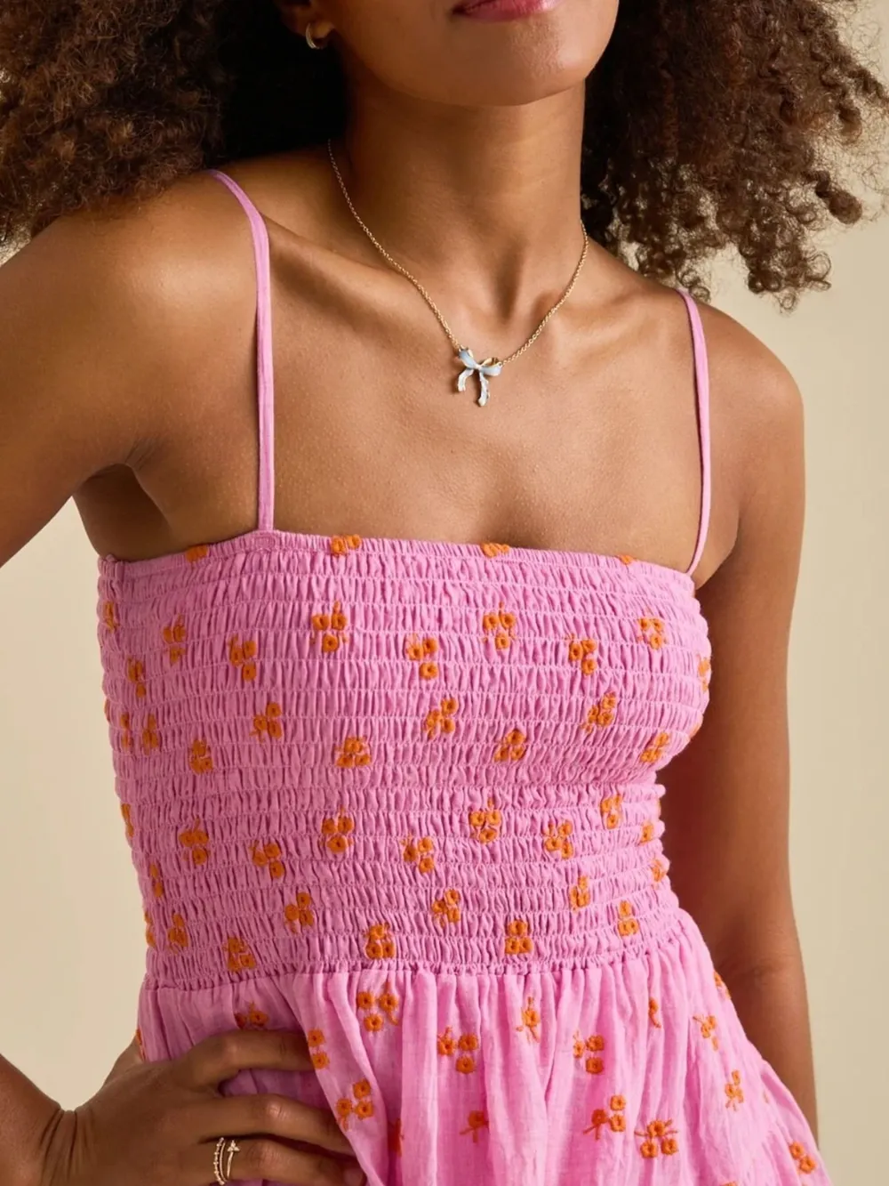 Floral Smocked Tiered Mini Cami Dress, image 3