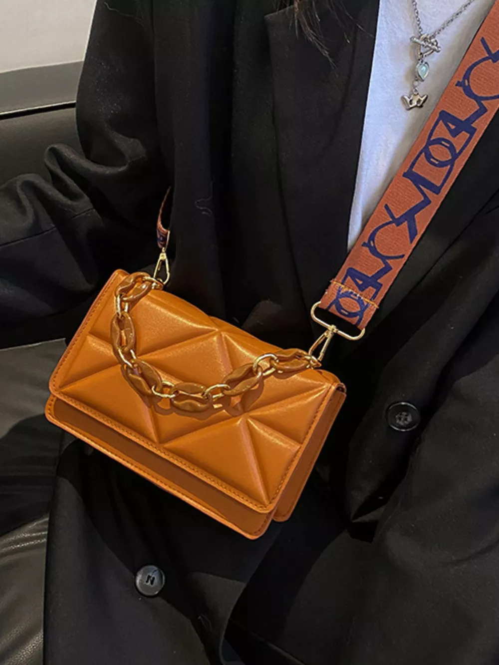 Quilted Adjustable Strap Crossbody Bag, image 19