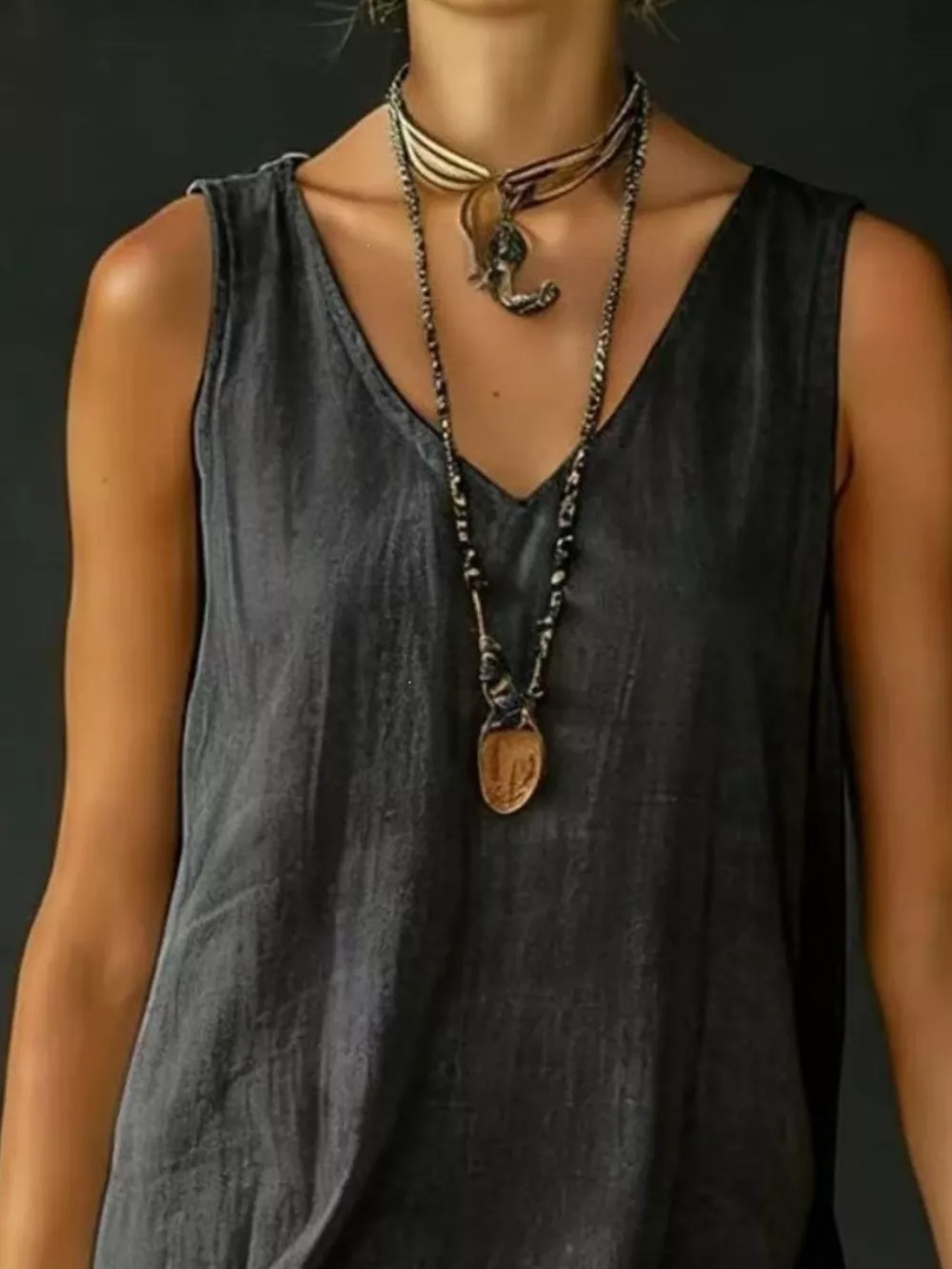 Full Size Ruffled Hem V-Neck Sleeveless Dress Plus Size, image 9