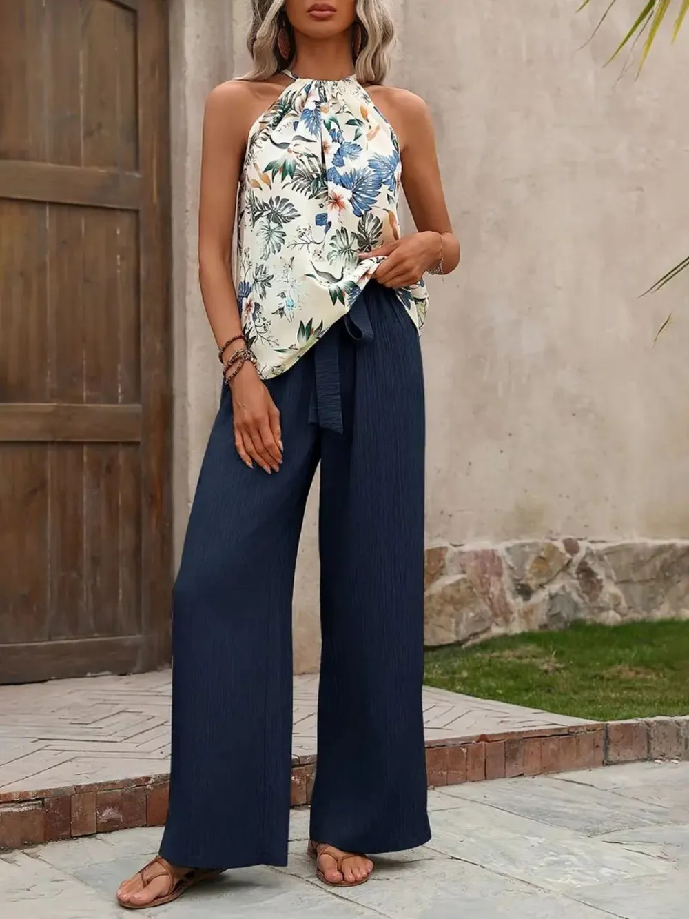 Printed Tank Top and Wide Leg Pants Set, image 33