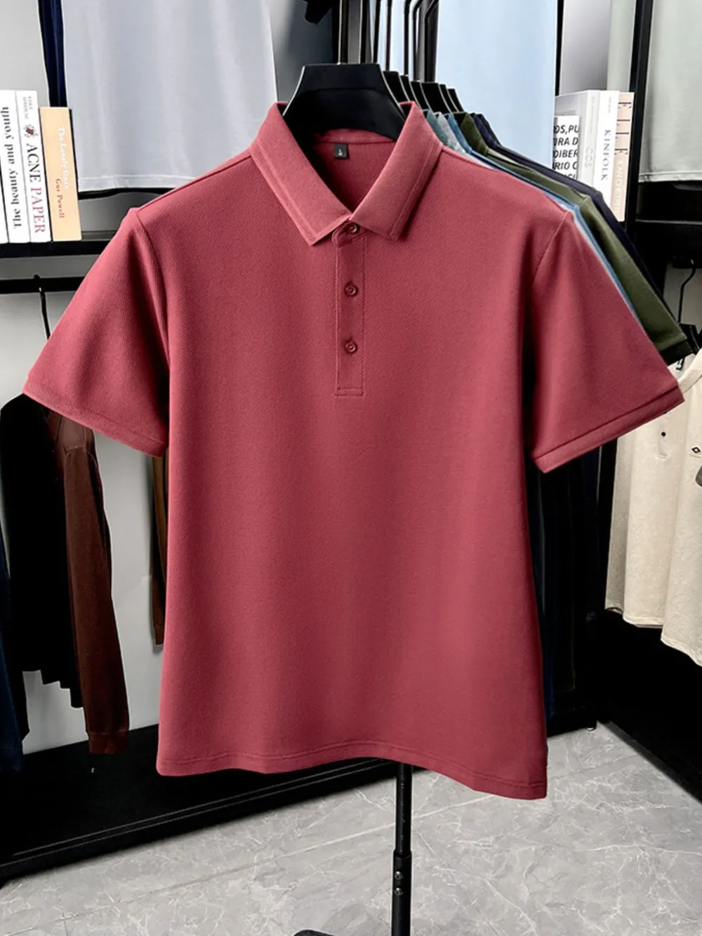 Men's Plus Size Button Detail Short Sleeve Polo, image 6