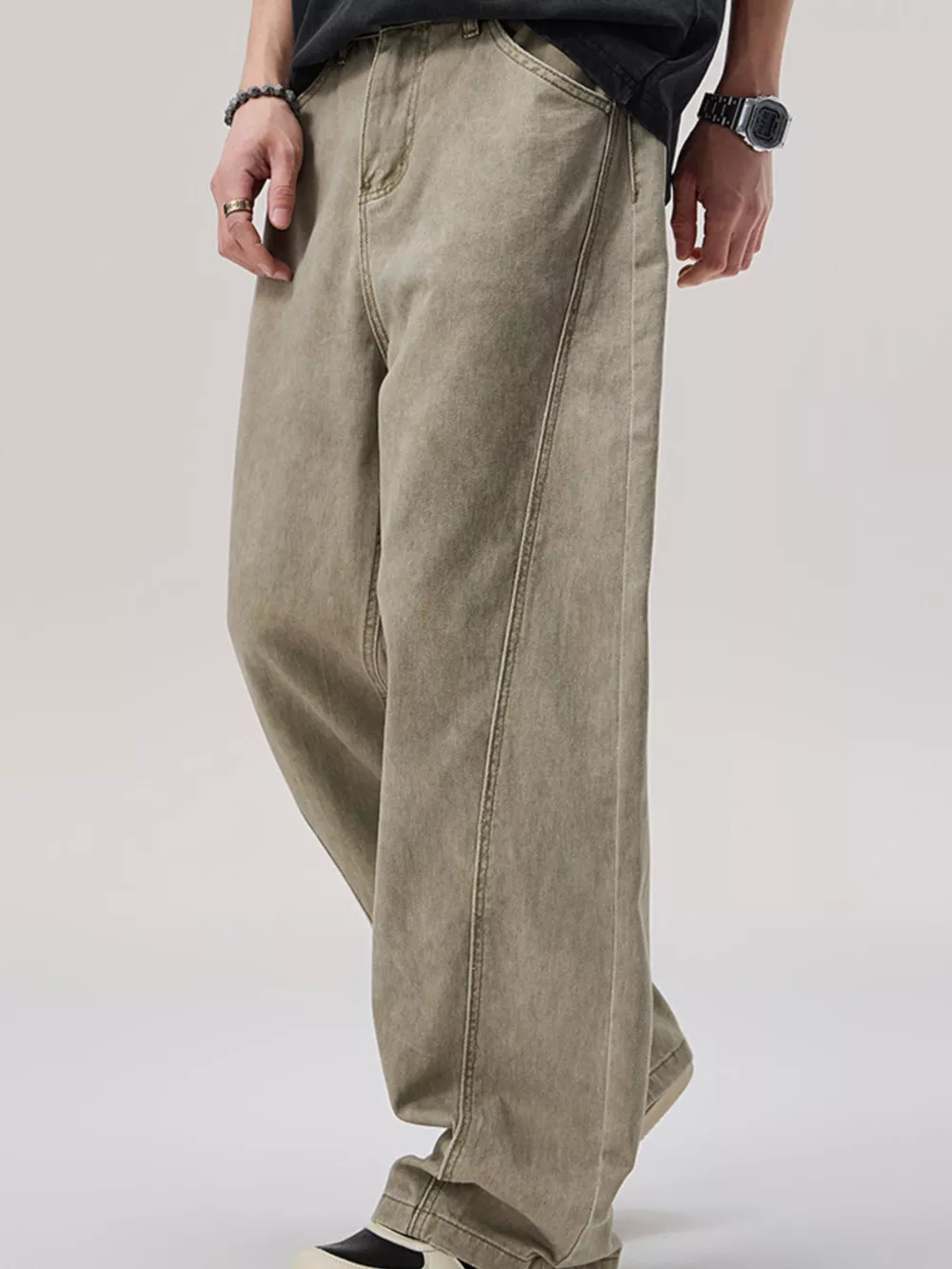 Men's Vintage Washed Loose-Fit Wide-Leg Pants, image 2