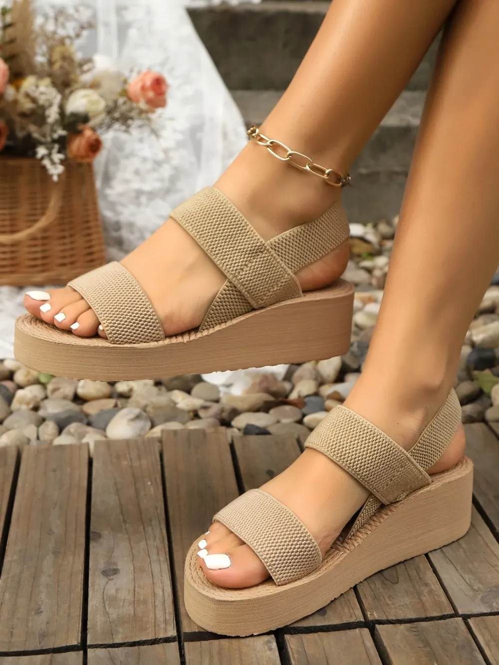 Leopard Open Toe Wedge Sandals, image 8