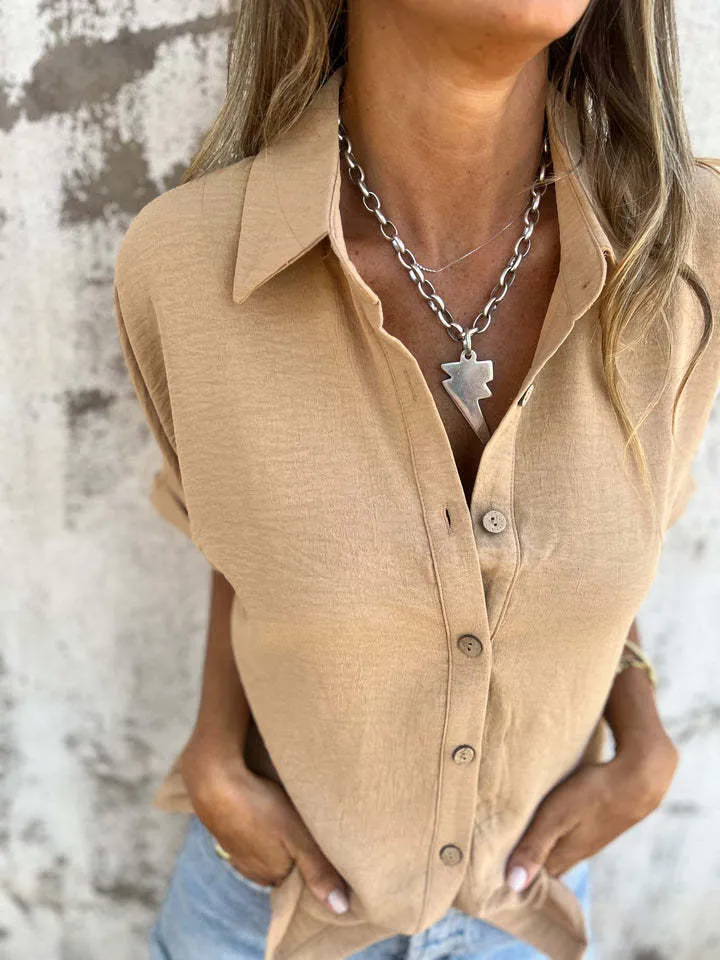 Full Size Casual Button Down Short Sleeve Loose Shirt Plus Size, image 13