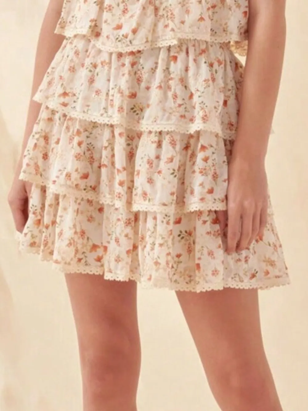 Floral Layered Ruffle Mini Skirt