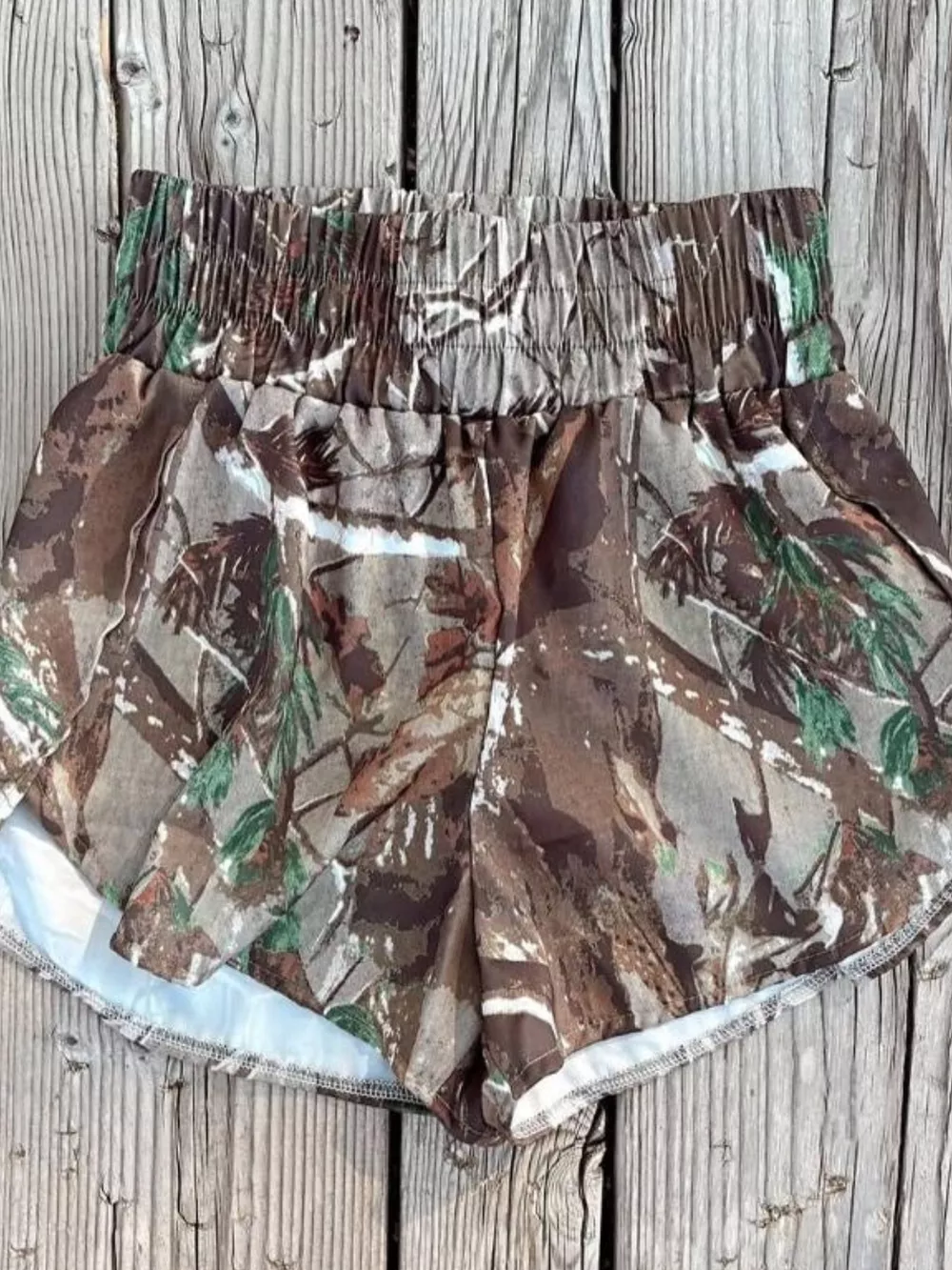 Camo Print Elastic Waist Shorts, image 12