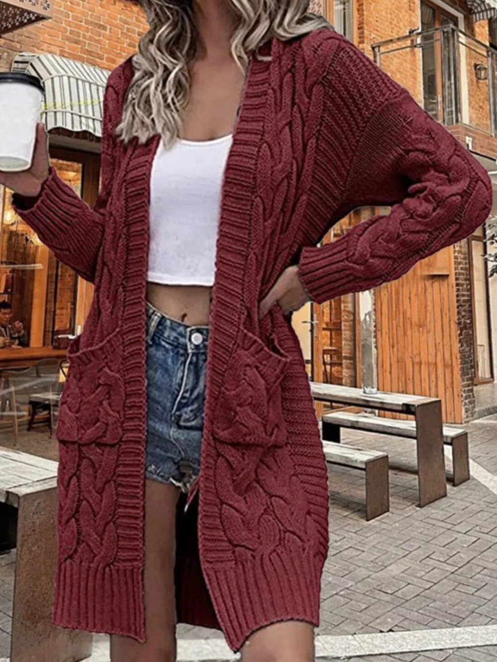 Chunky Knit Open Front Cardigan, image 14