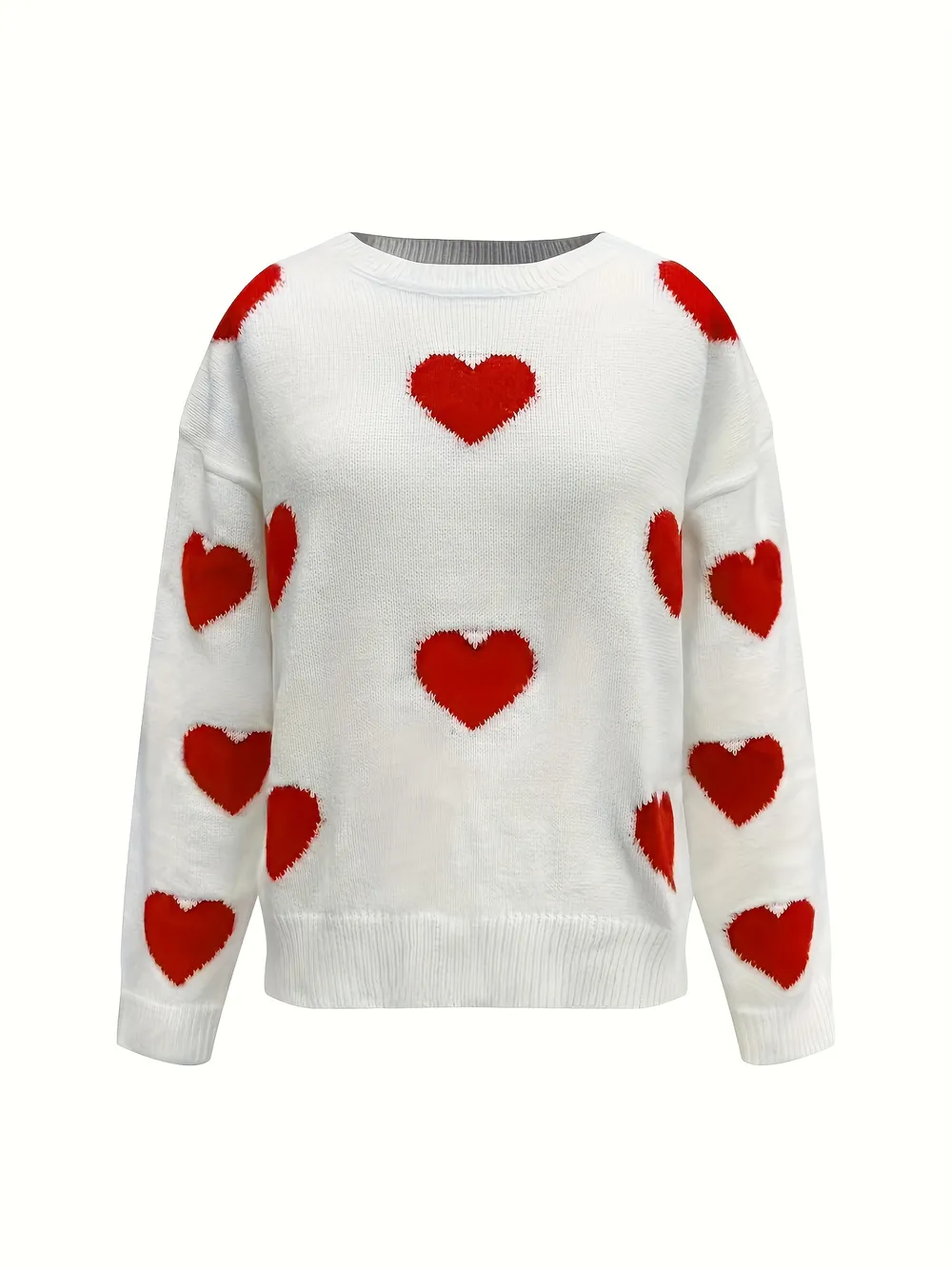 Valentine’s Day Heart Round Neck Long Sleeve Sweater, image 5