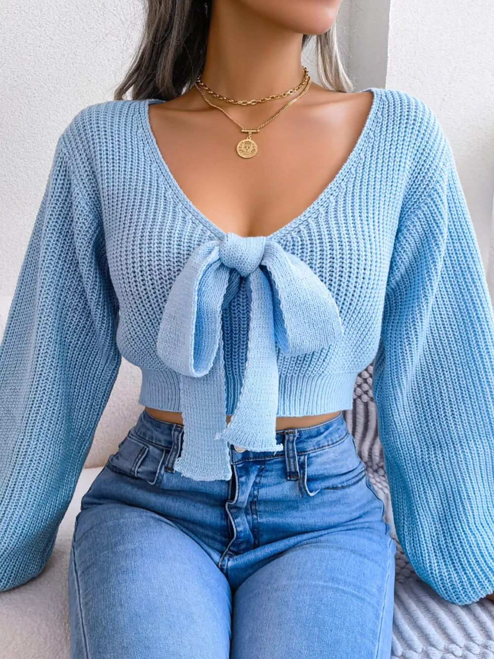 Tie-Front Cropped Sweater, image 18