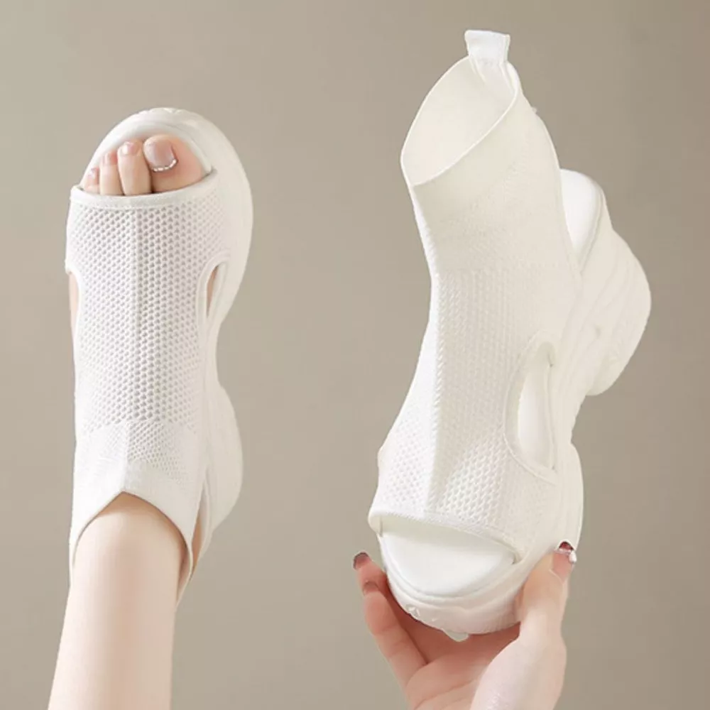 Cutout Mesh Wedge Sandals, image 12