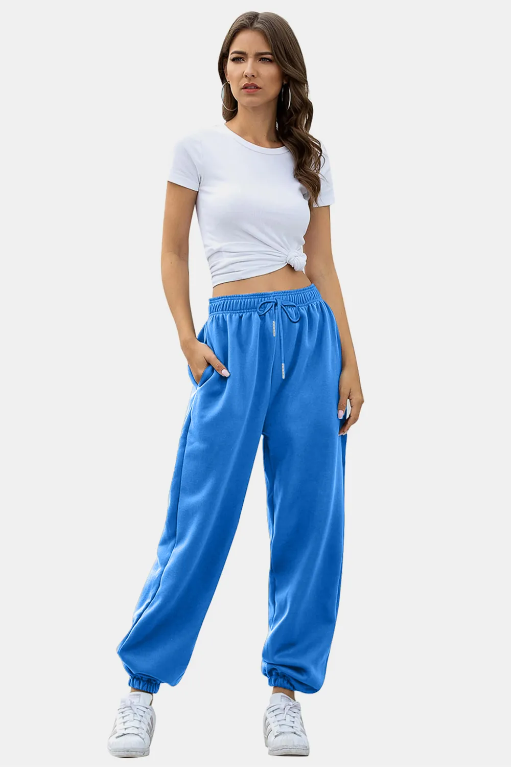 Elastic Waist Joggers with Pockets, image 21