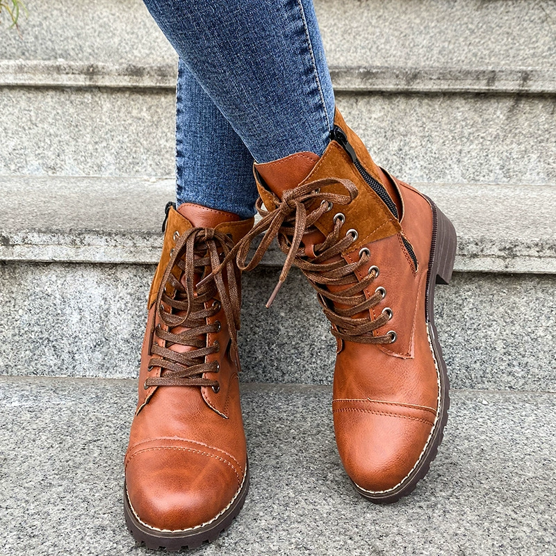 Lace-Up Block Heels Boots, image 8
