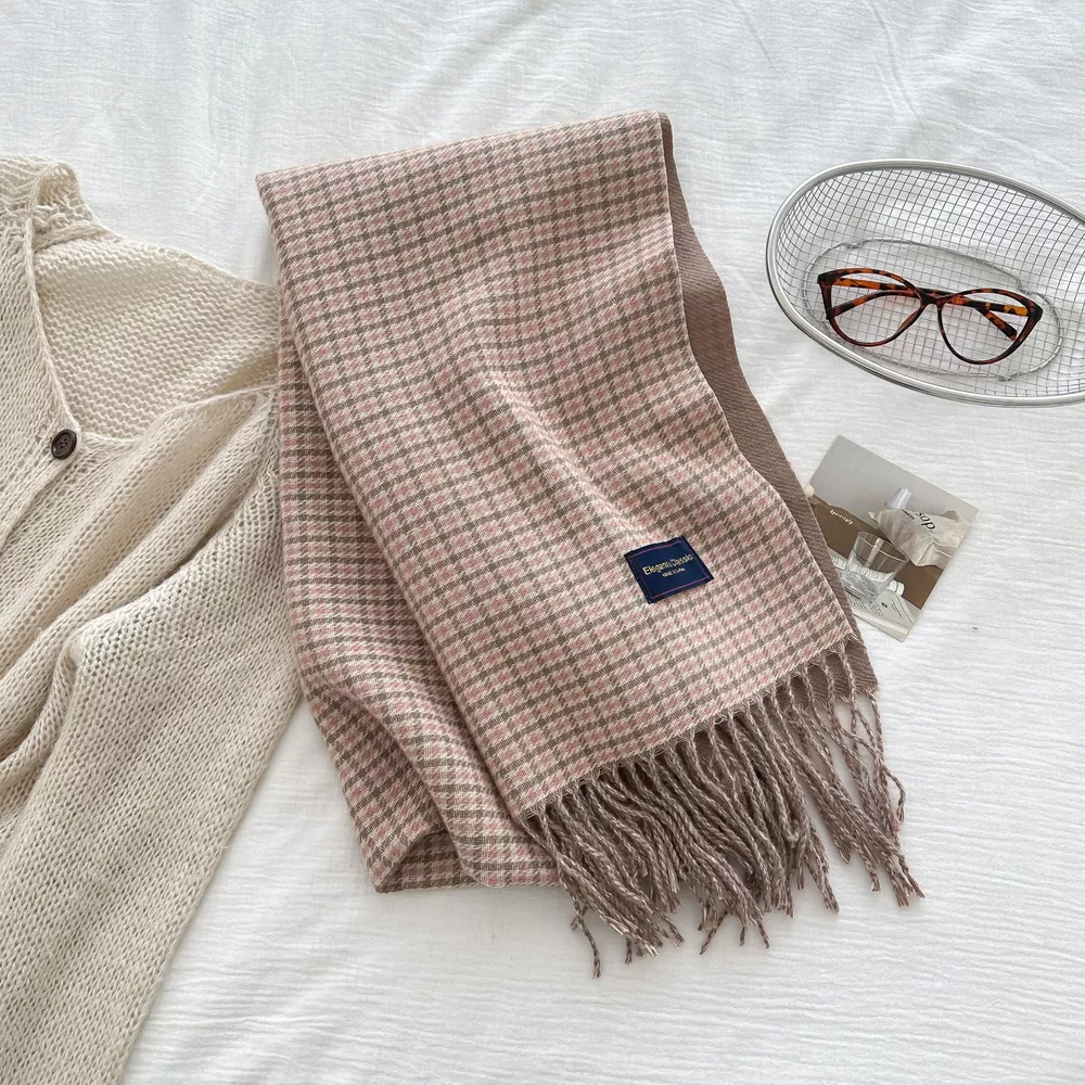 Plaid Fringe Warm Winter Scarf, image 8