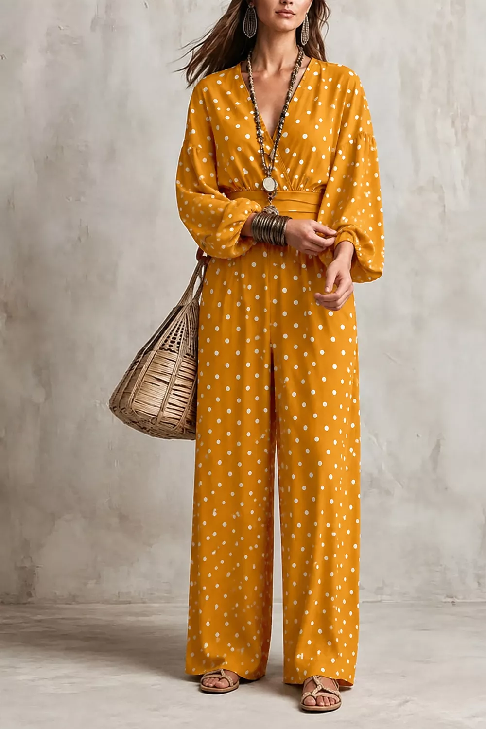 Polka Dot Wide-Leg Jumpsuit, image 4
