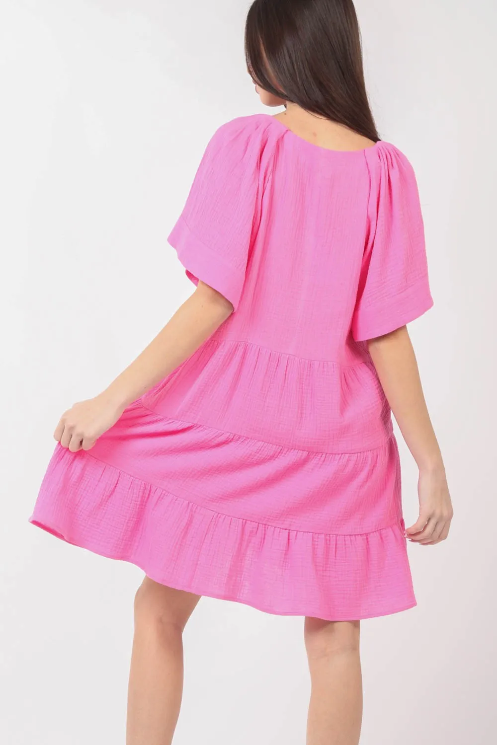 Texture V-Neck Ruffled Tiered Dress, image 2