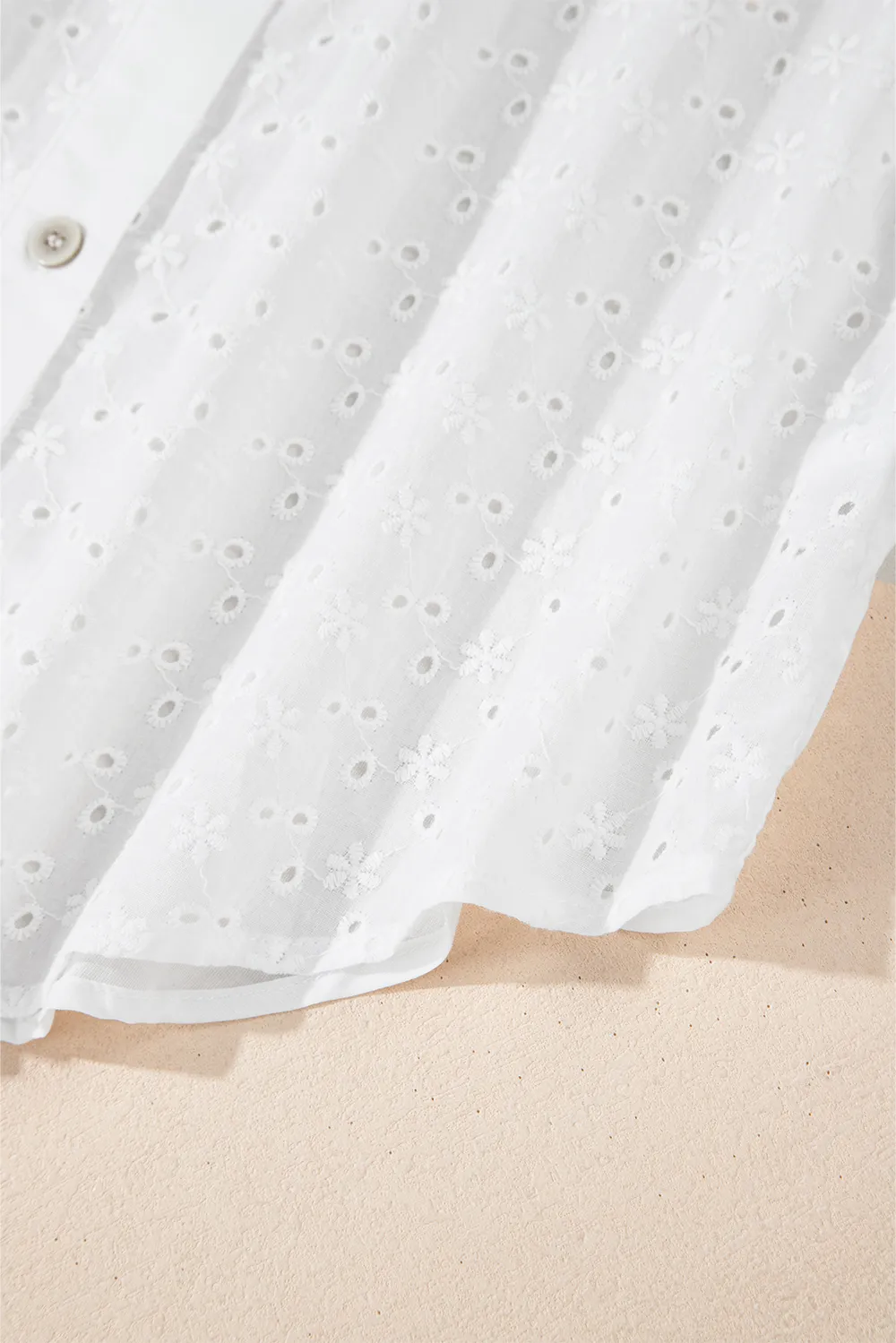 Embroidered Eyelet Collared Neck Long Sleeve Shirt, image 12