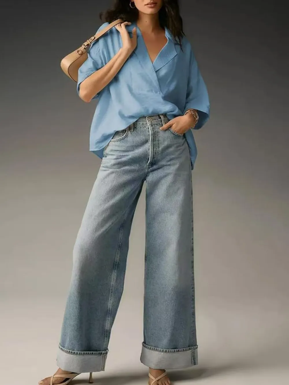 Collared Neck Half Sleeve Blouse, image 19