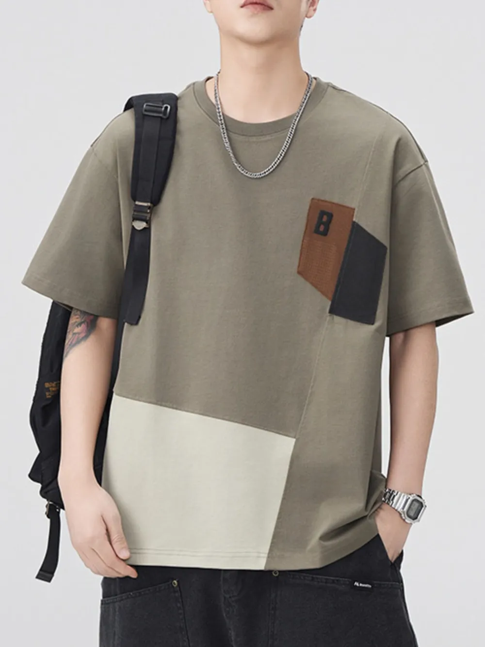 Men's Plus Size Round Neck Short Sleeve T-Shirt, image 3