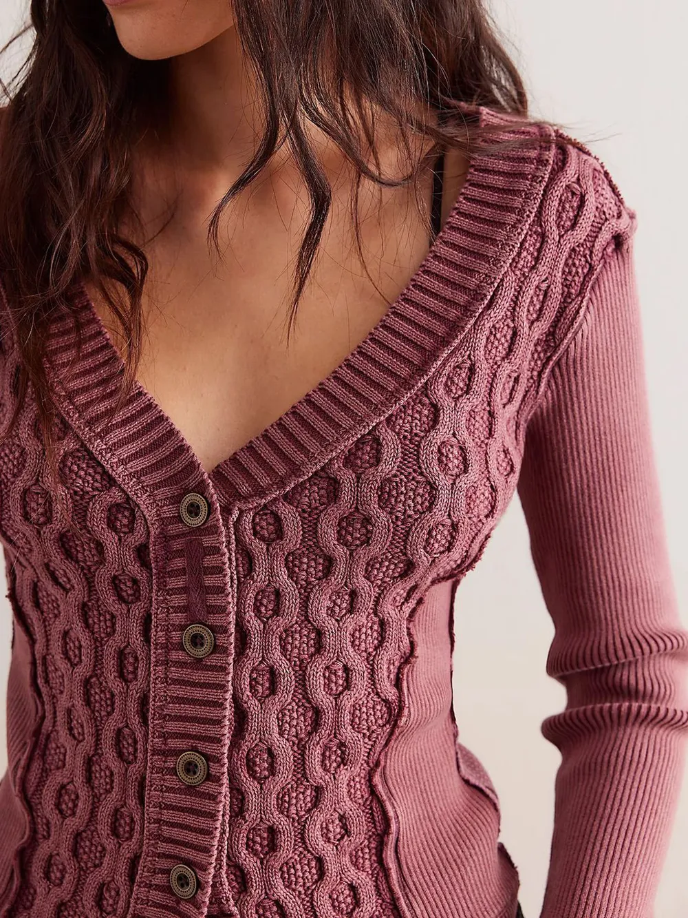 V-Neck Button Up Cropped Cardigan, image 8