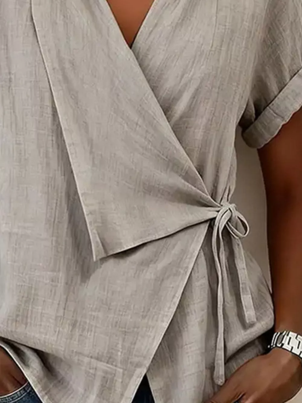 Tie-Side Detail Wrap Top, image 3