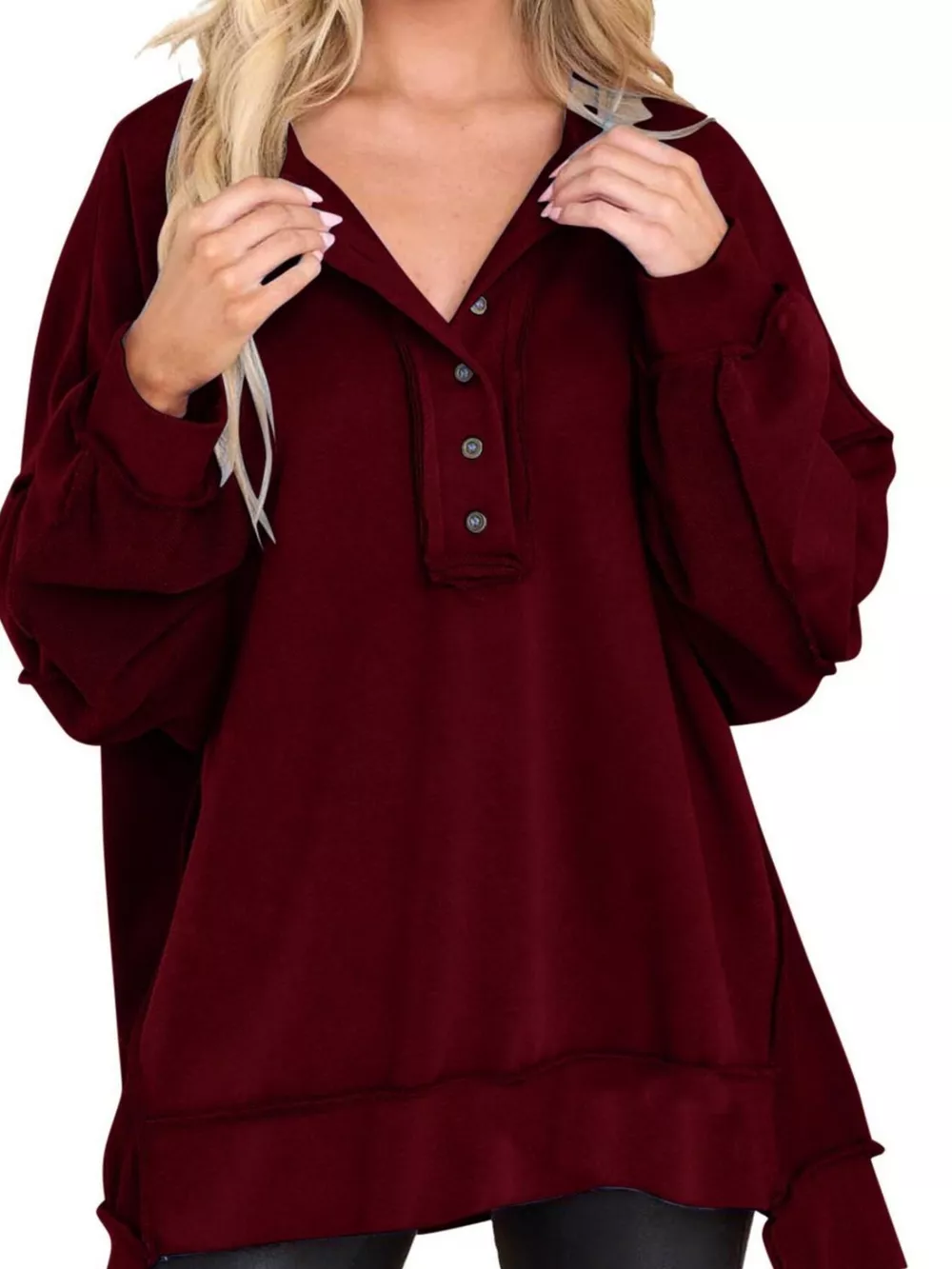 Half Snap Long Sleeve Sweatshirt, image 10