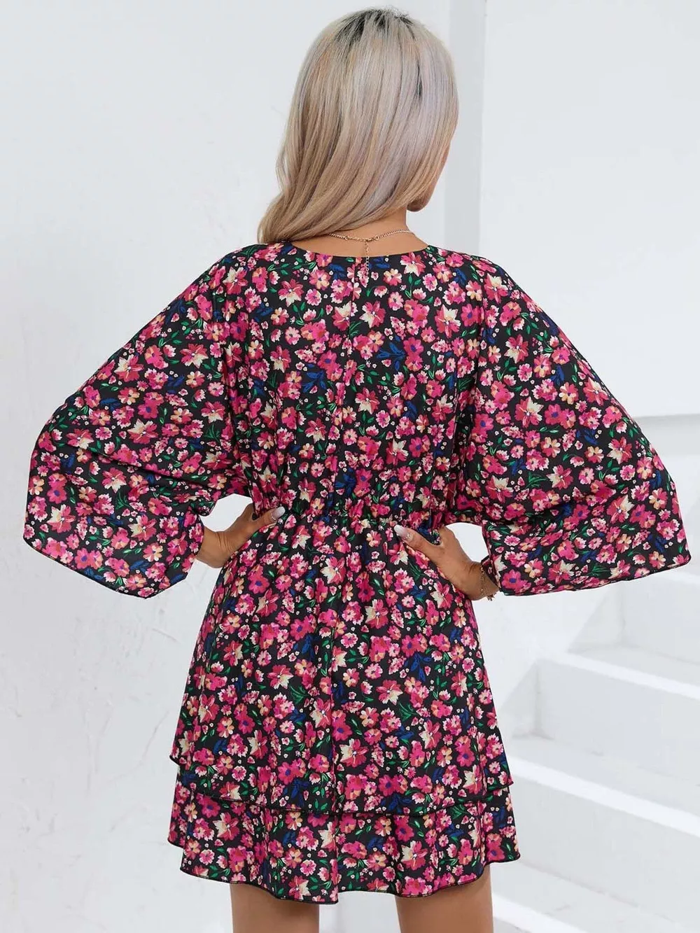 Floral Print Layered Ruffle Hem Mini Dress, image 23