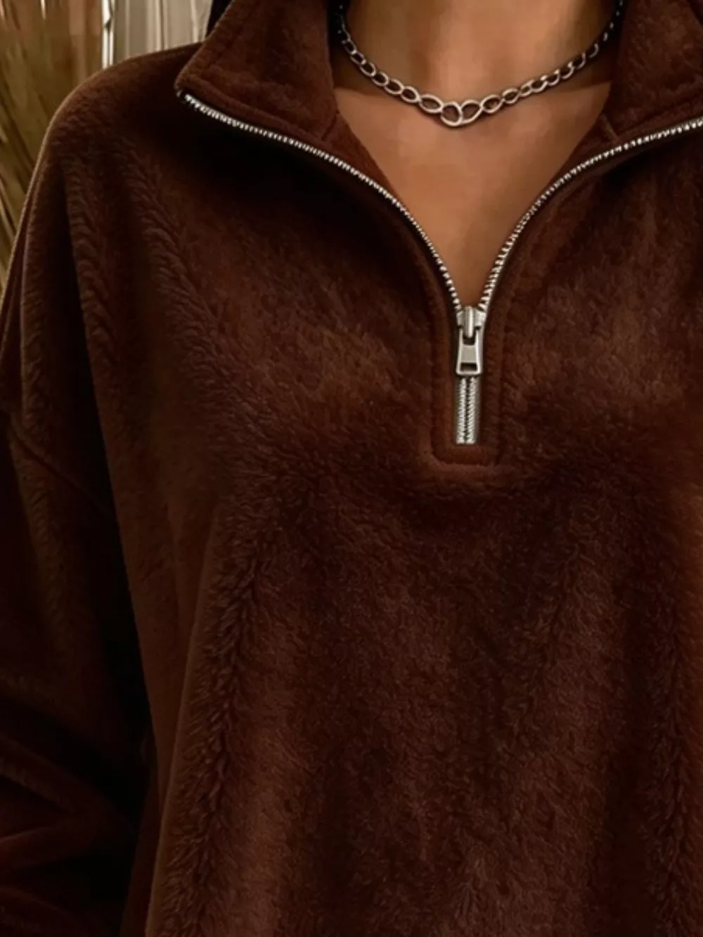 Full Size Quarter-Zip Fleece Sweatshirt Plus Size, image 6
