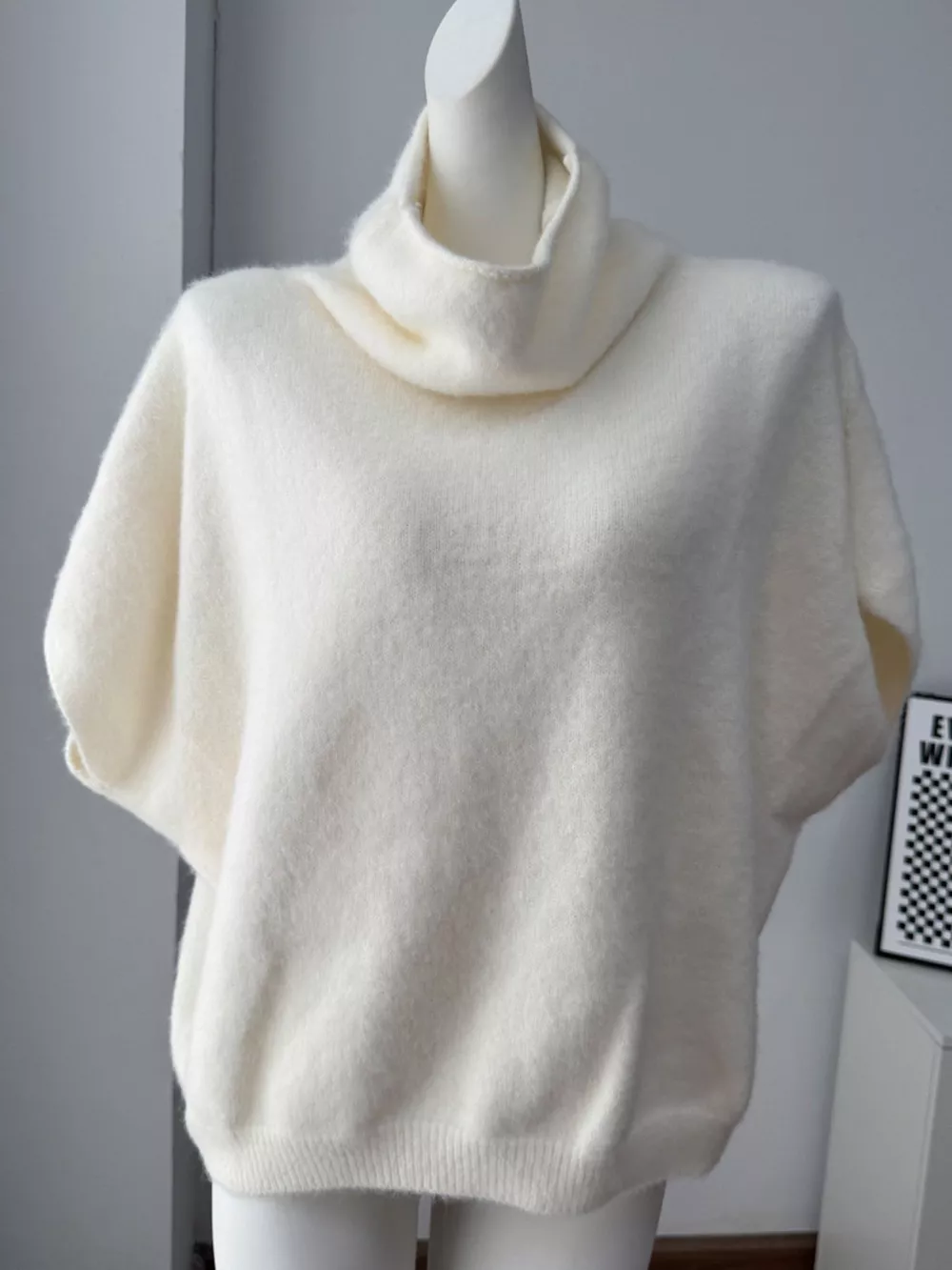 Turtleneck Fuzzy Short Sleeve Sweater, image 6