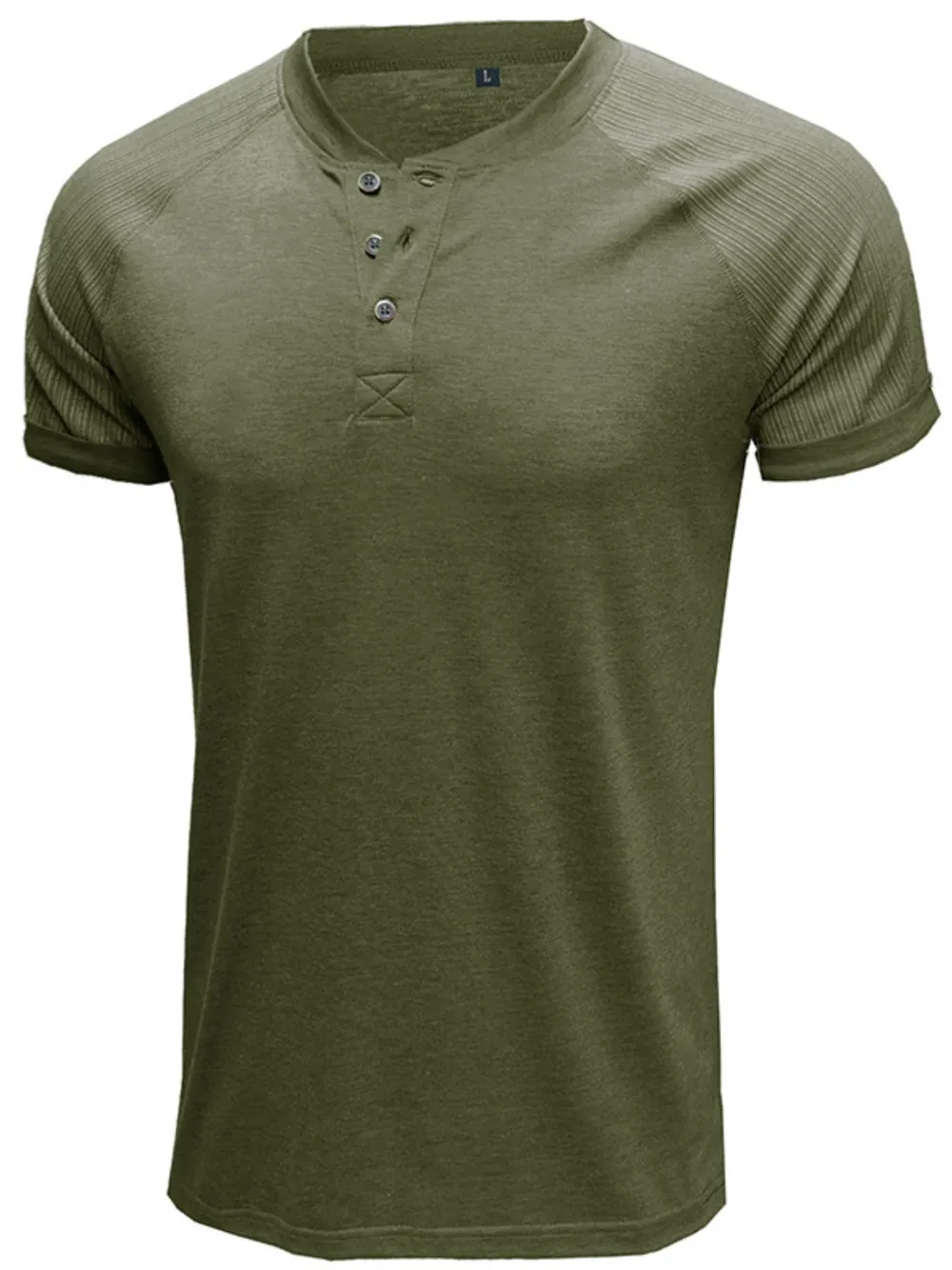 Men's Short Sleeve Henley Button Top, image 3