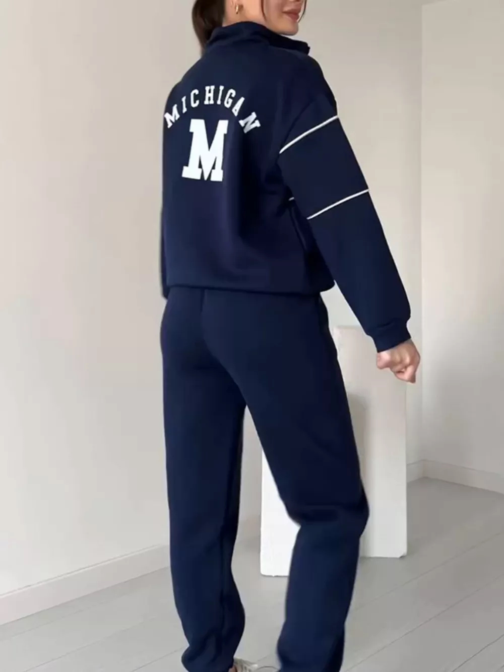 Full Size Striped Quarter Zip Top and Pants Set Plus Size, image 8