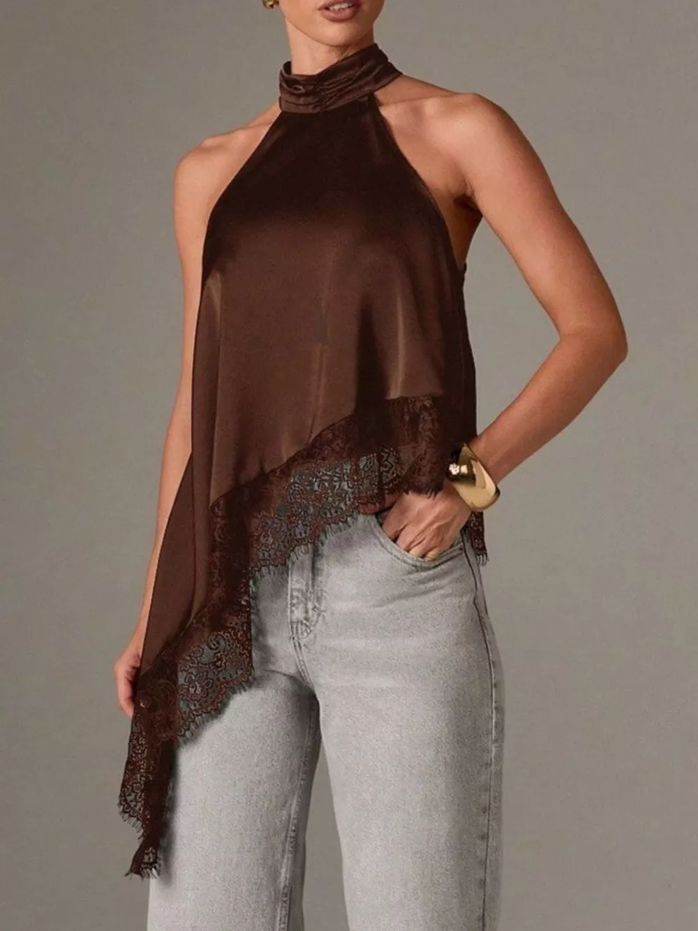 Halter Neck Lace Trim Cami, image 13