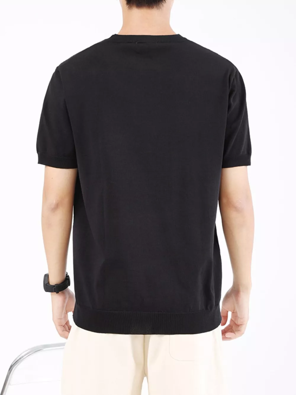 Men's Plus Size Ribbed Knit Slim Fit T-Shirt, image 4