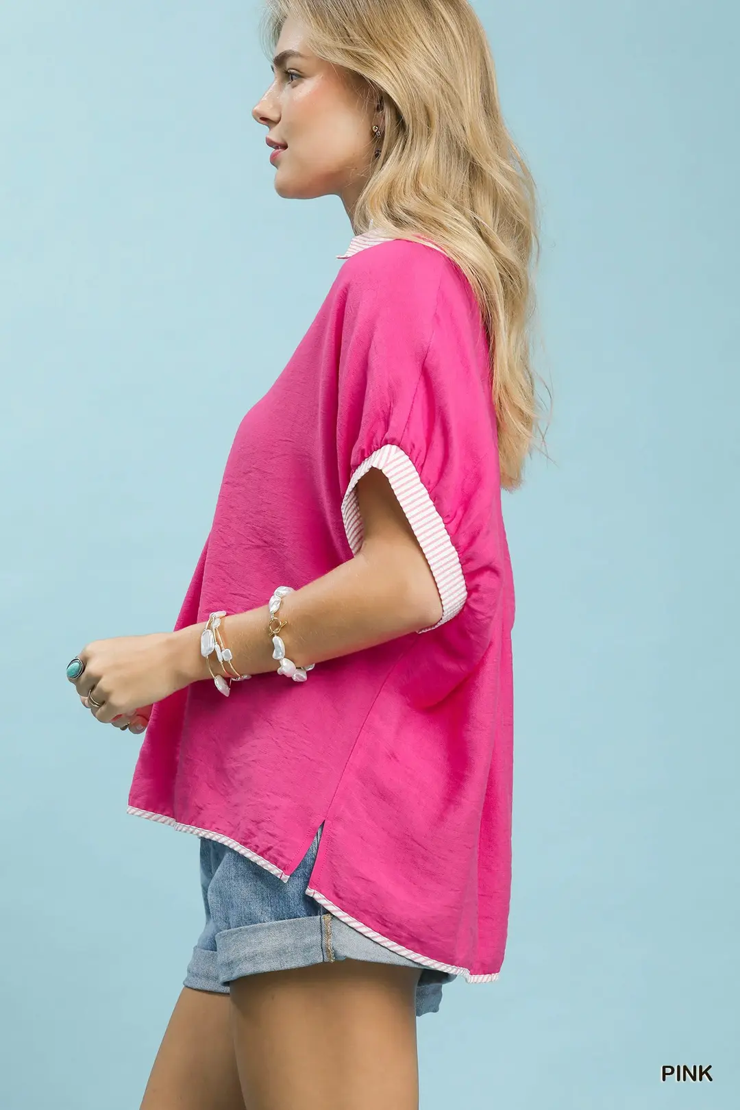 Oversized Contrast Stripe Trim Top, image 2