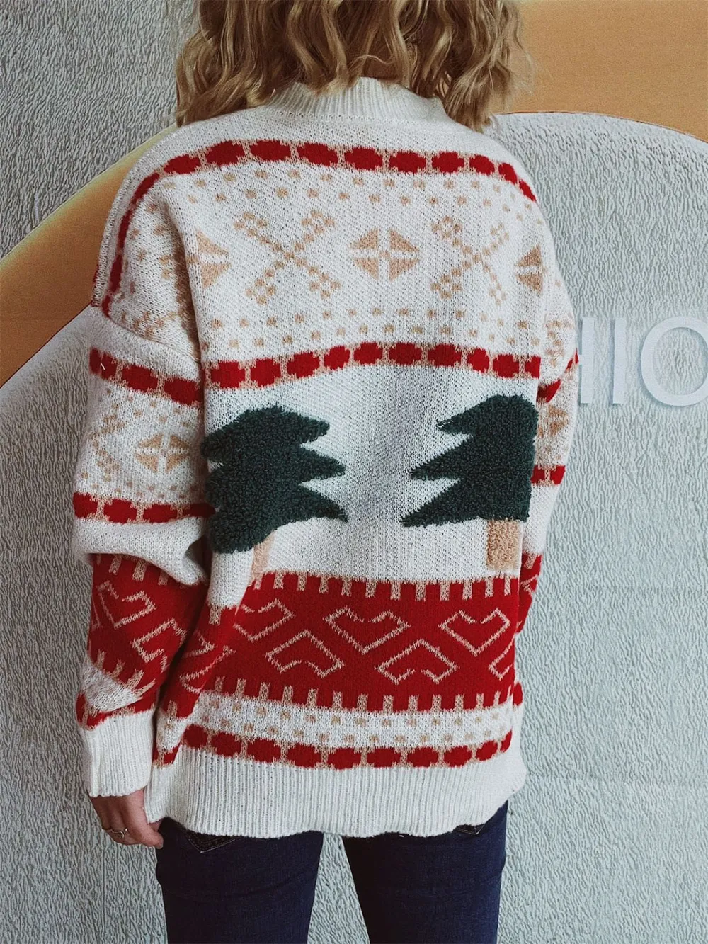 Christmas Tree Mock Neck Long Sleeve Sweater, image 10