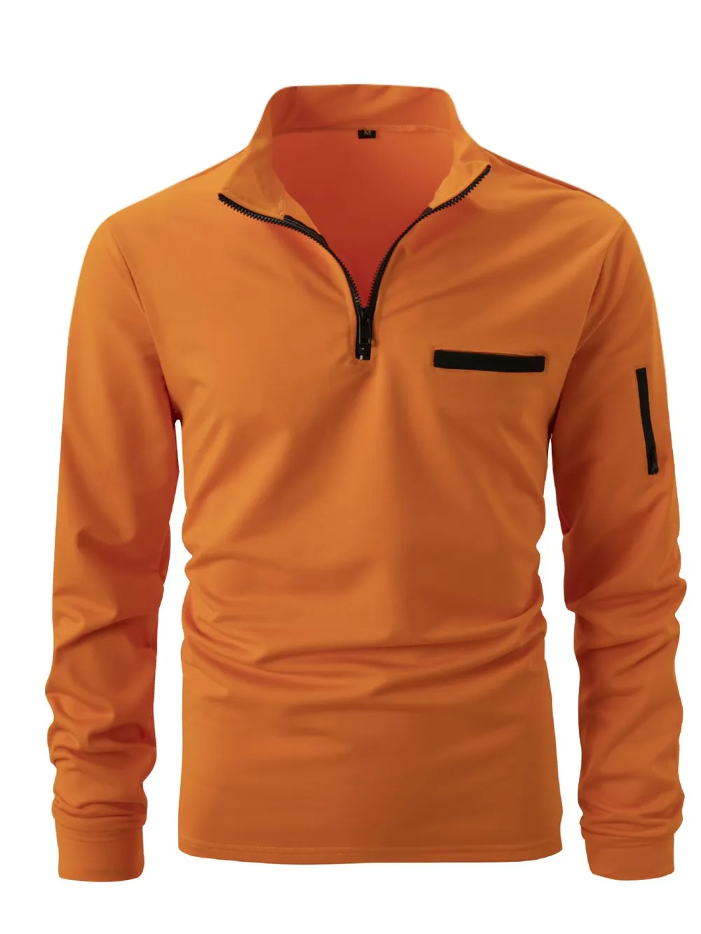 Men's Full Size Quarter Zip Long Sleeve Polo Plus Size, image 4