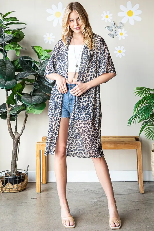 Full Size Leopard Open Front Cardigan Plus Size, image 11