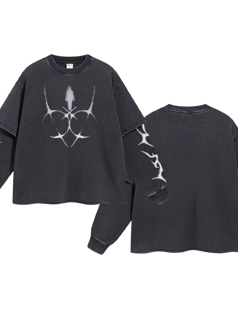 Men's Round Neck Long Sleeve Oversized T-Shirt, image 5