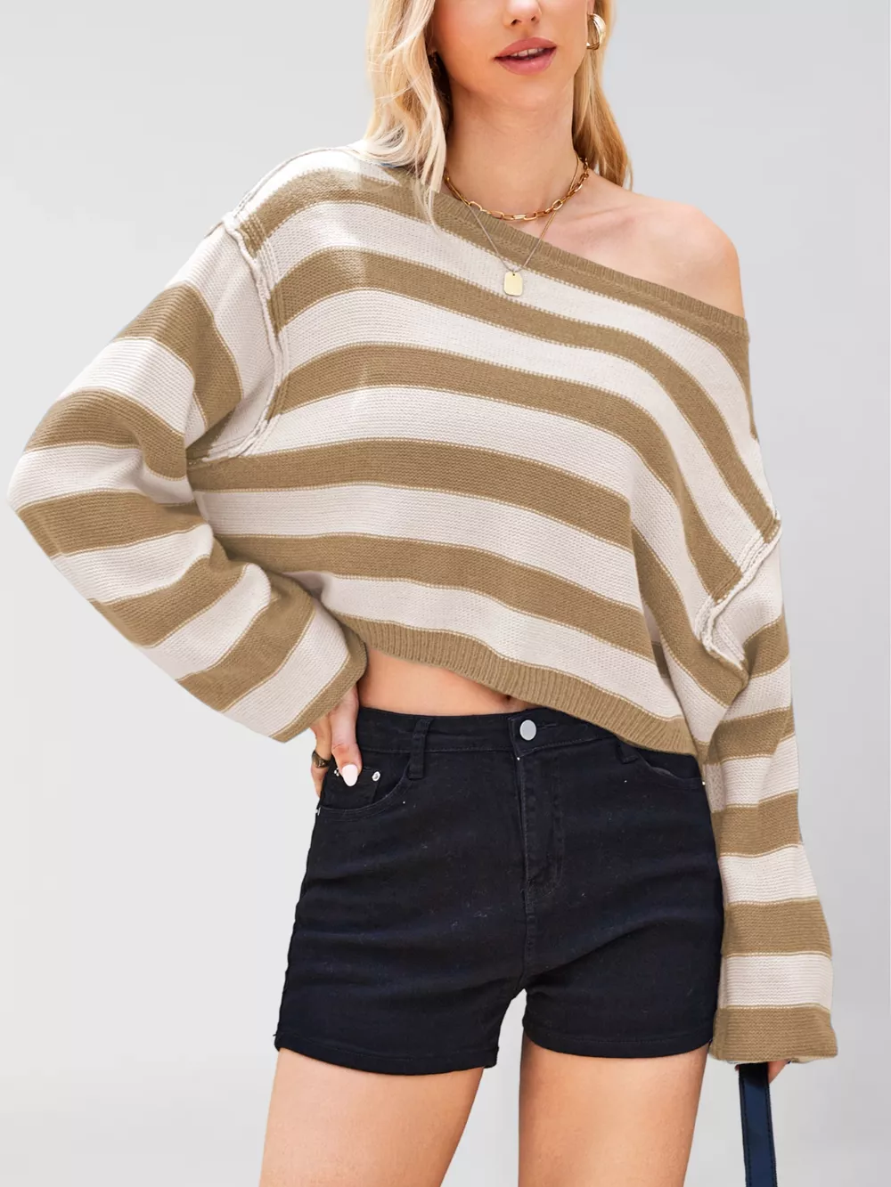 Striped Dropped Shoulder Sweater, image 19