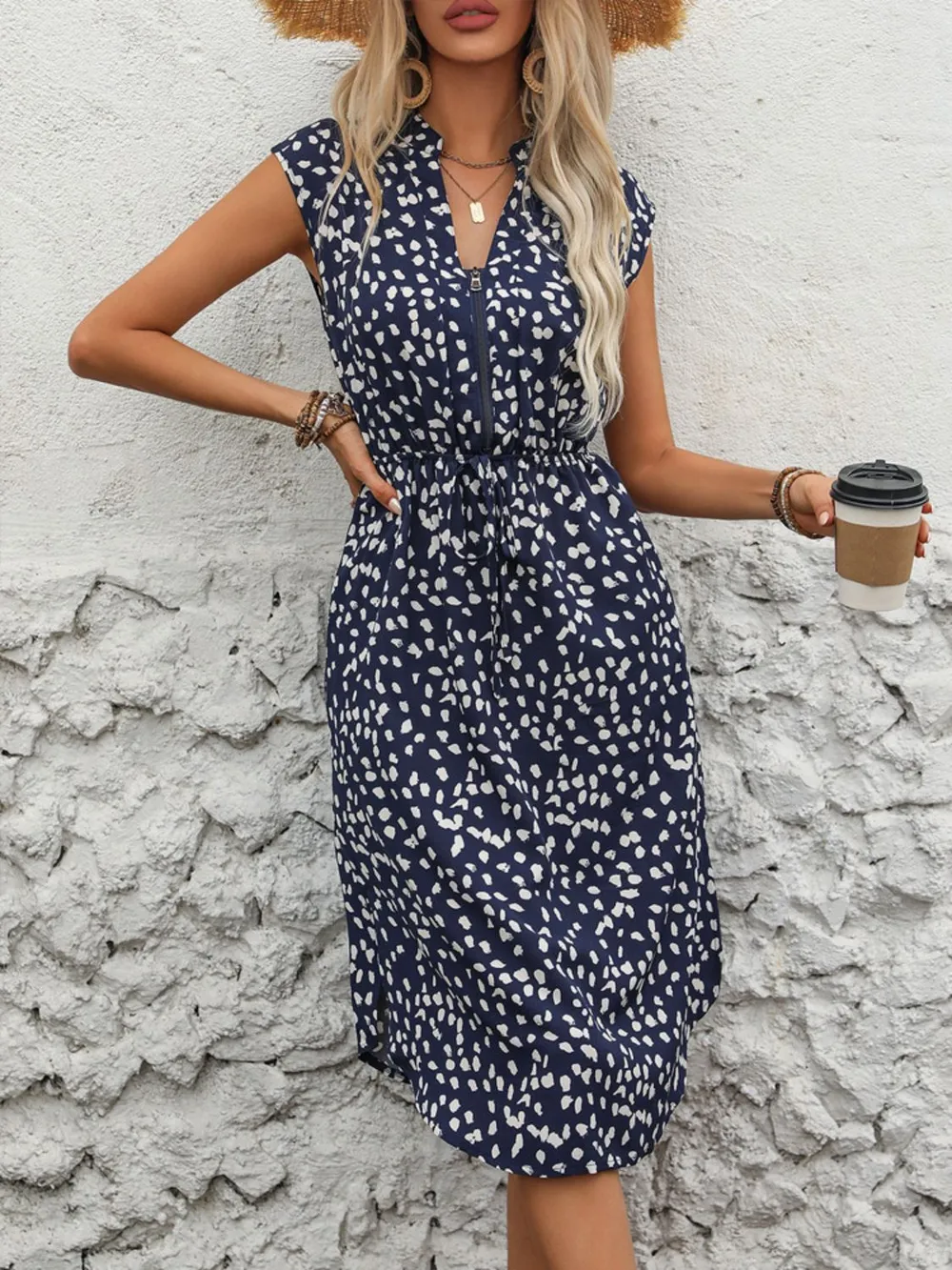 Slit Printed Cap Sleeve Dress, image 6
