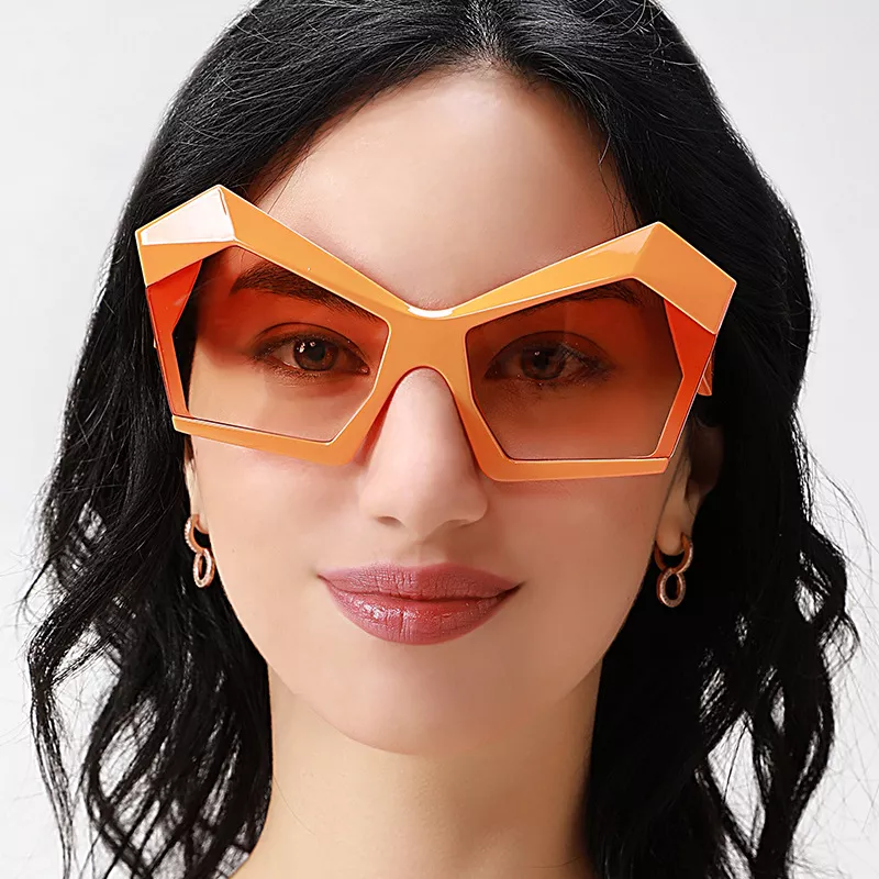 Oversized Geometric Orange Fashion Sunglasses, image 5
