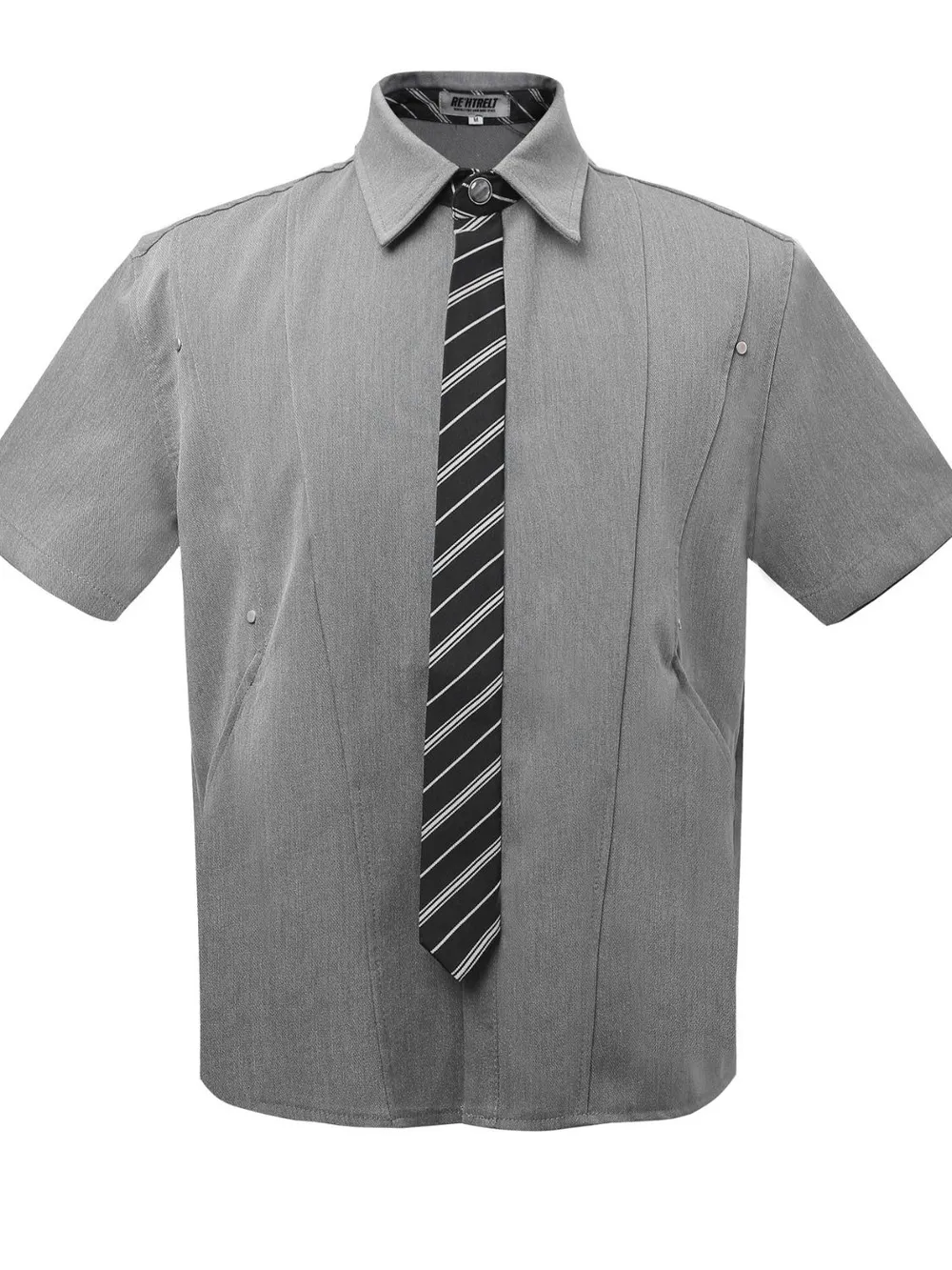 Men's Short Sleeve Shirt with Striped Tie, image 2